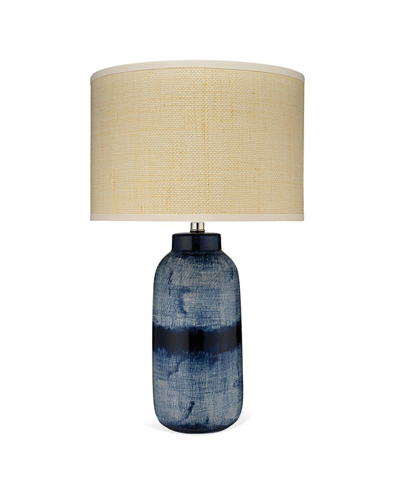 batik table lamp blue and cream - large