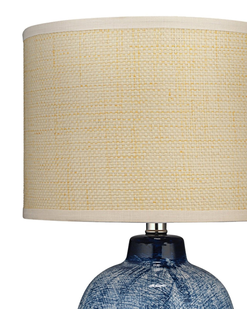 batik table lamp blue and cream - small