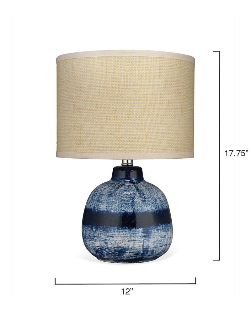 batik table lamp blue and cream - small